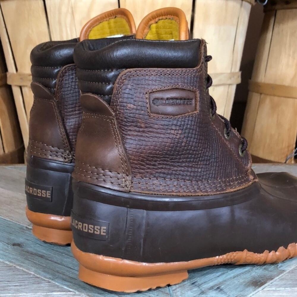 LaCrosse 5 Eye Pac 7” Brown Leather 200G Waterproof Duck Boots Womens Size 7 - Picture 5 of 10